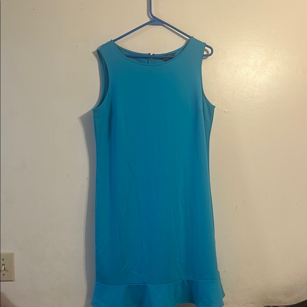 Lands’End Elegant Blue Sleeveless Dress Sz 16 Belize Turquoise